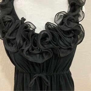 🩵 2/$15 U+Me Women’s Stylish Black Peplum Blouse with Ruffled Neckline Size L